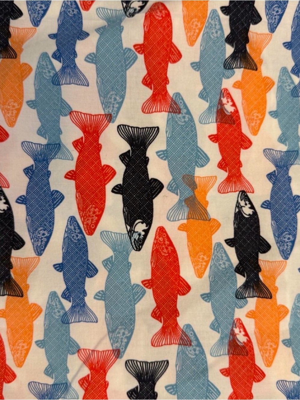 J. Crew Men's Cotton Fish-Print Button-Down Shirt in Blue, Red, Orange, Navy - Picture 5 of 5